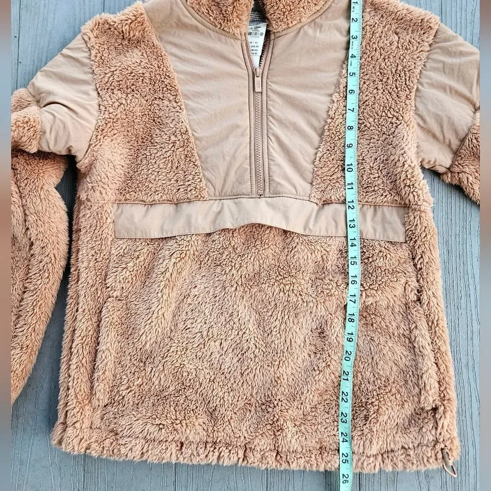 Victoria's Secret PINK COZY HALF ZIP TEDDY PULLOVER SHERPA TAN NEW MSRP $69.95